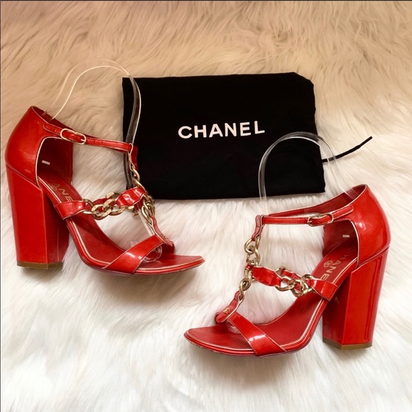 CHANEL Shoes - Authentic CHANEL CC Logo Chain Patent Sandals
